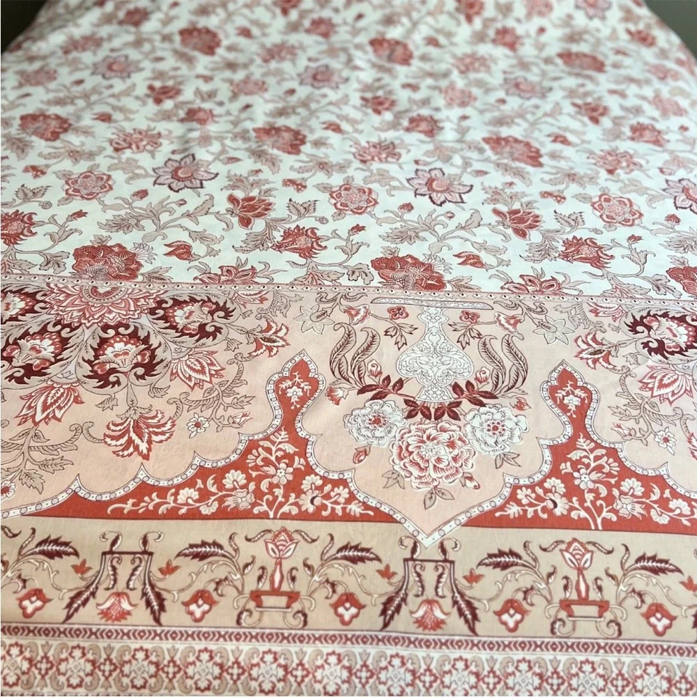 Pottery Barn Tascha Floral Palempore Jacobean Full/Queen Rust Red Duvet Cover
